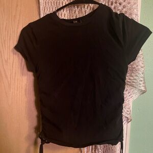 Classic Black Women's Top With Adjustable Sides